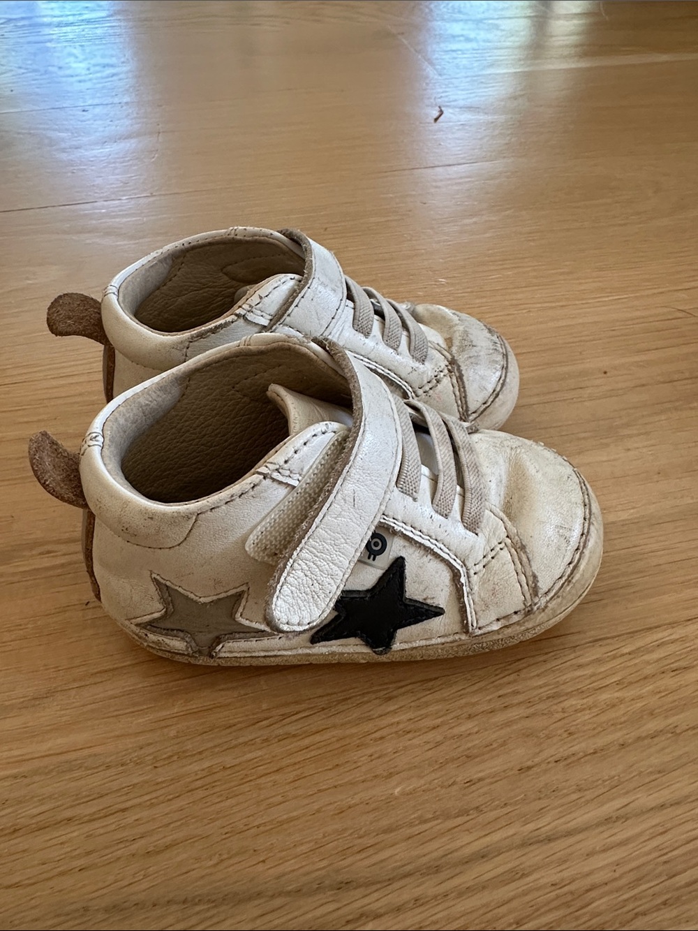 Old Soles White Kids Sneakers with Black and Gray Star Accents
